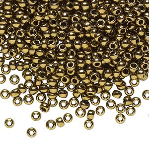 Seed bead, TOHO BEADS®, glass, pkg/7.5g, #8 round, opaque antique bronze (TR-08-223).