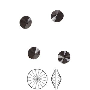 Chaton 12pk jet, Preciosa MAXIMA Czech crystal rhinestone 6.14-6.32mm rivoli SS29