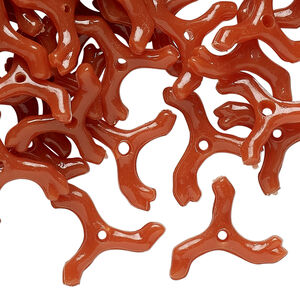 Bead, vintage German acrylic, burnt orange, 17x13mm branch. Sold per pkg of 100.