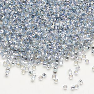 Seed bead, Dyna-Mites™, glass, pkg/1/2kg, #11 round, translucent silver-lined rainbow pale blue, (72R:SR 11/0 SR).