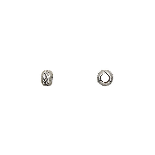 Bead, Hill Tribes, antiqued fine silver, 4x3mm fancy rondelle. Sold per pkg of 2. image number 0