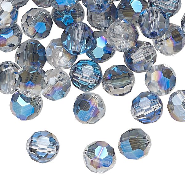 Bead, glass, translucent crystal light blue, 8mm faceted round. Sold per pkg of 72. image number 0