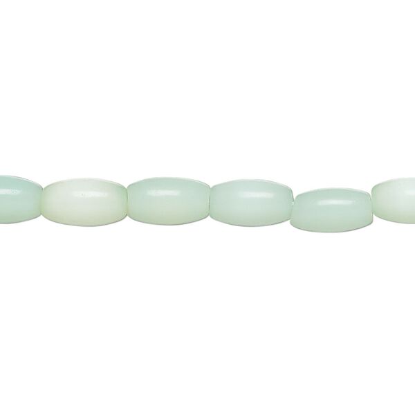 Bead, cat's eye glass (fiber optic glass), sea green, 7x4mm-9x4mm oval, economy grade. Sold per 15-inch strand. image number 0