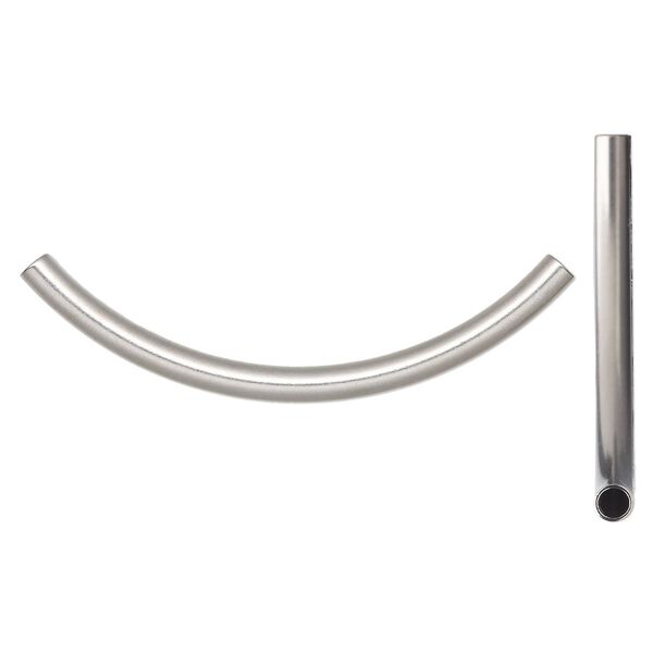 Bead, stainless steel, 85.5x6mm curved tube. Sold per pkg of 2. image number 0