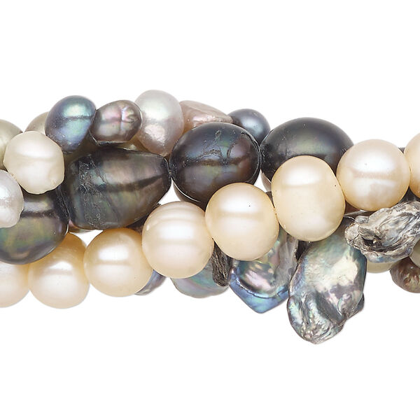 Pearl mix, cultured freshwater (bleached / dyed), pkg/(5) 15 inches, 4x3mm-30x21mm mixed shape, D grade, mixed colors. image number 0