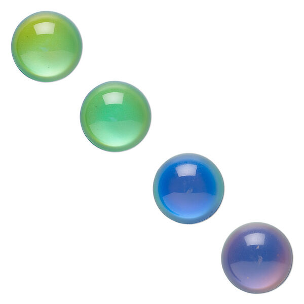 Cabochon, acrylic, multicolored, 16mm color-changing non-calibrated round. Sold per pkg of 4. image number 0