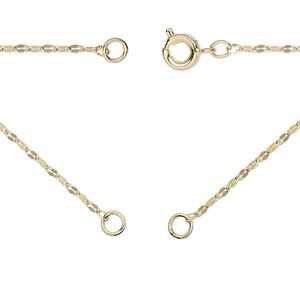 Chain 1pkg1 mirror, 1.5mm necklace component / 3.5mm jump ring / springring clasp, gold-finished brass 18 inch