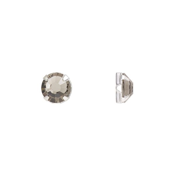 Bead 288pk rose montees black diamond silver plate, Preciosa Czech crystal 6.32-6.5mm round SS30 image number 0