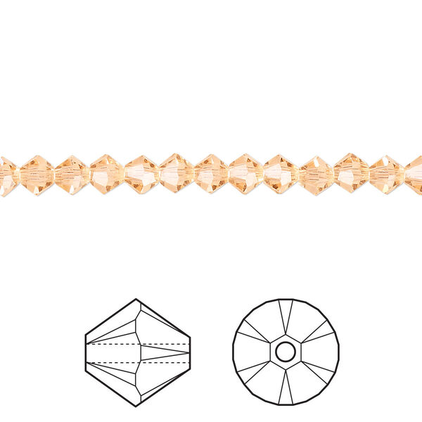 Bead 48pk light peach, Crystal Passions® 4mm bicone 5328 image number 0