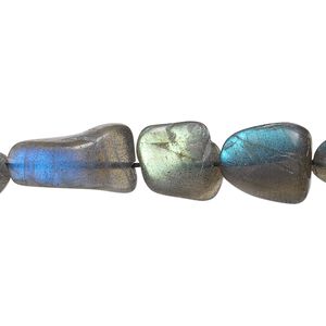 Labradorite 1pkg1, tumbled nugget bead natural 15.5-16 inch small