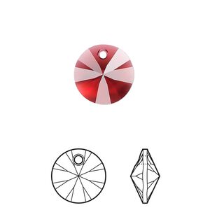 Drop 144pk scarlet, Swarovski® 12mm pendant mini disk 6428