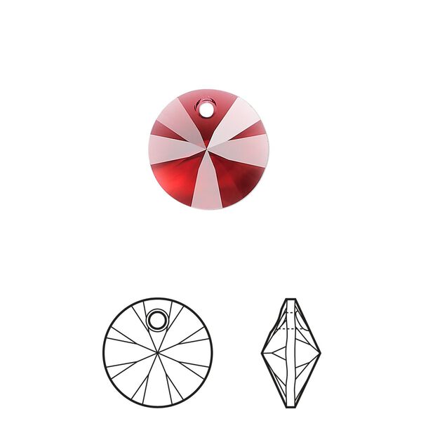 Drop 144pk scarlet, Swarovski® 12mm pendant mini disk 6428 image number 0