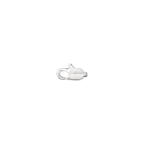 Clasp, lobster claw, silver-plated brass, 9x4mm rectangular hook. Sold per pkg of 100. image number 0