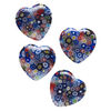 Bead, millefiori glass, translucent multicolored, 18-20mm half-drilled puffed heart with flower design. Sold per pkg of 4. image number 0