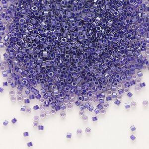 Seed bead, Delica®, glass, pkg/250g, #11 cut, translucent purple-lined luster crystal clear (DBC-0906).