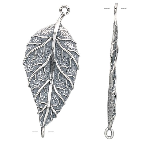 Link, JBB Findings, antiqued sterling silver, 37x17mm leaf. Sold individually. image number 0