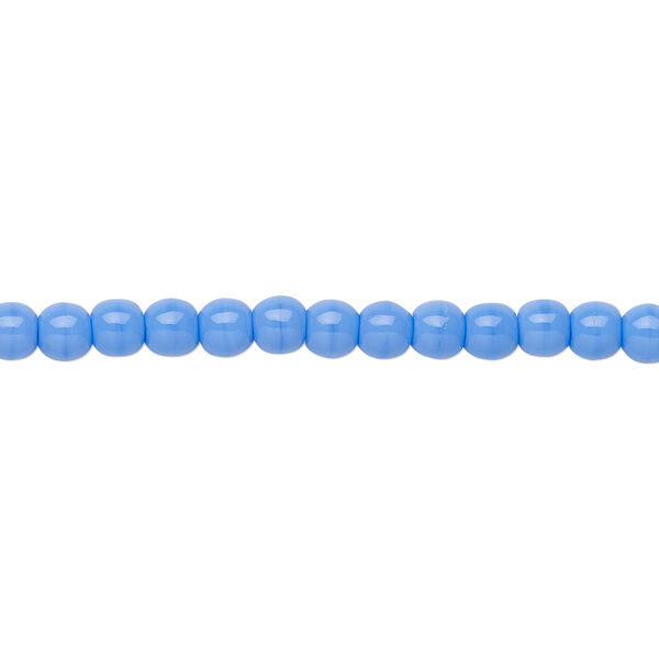 Bead, Czech glass druk, opaque light blue, 4mm round. Sold per 15-1/2" to 16" strand. image number 0