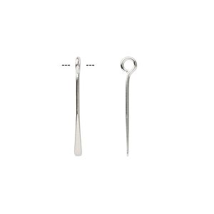 Drop, imitation nickel-plated brass, 16x1.5mm paddle. Sold per pkg of 100.
