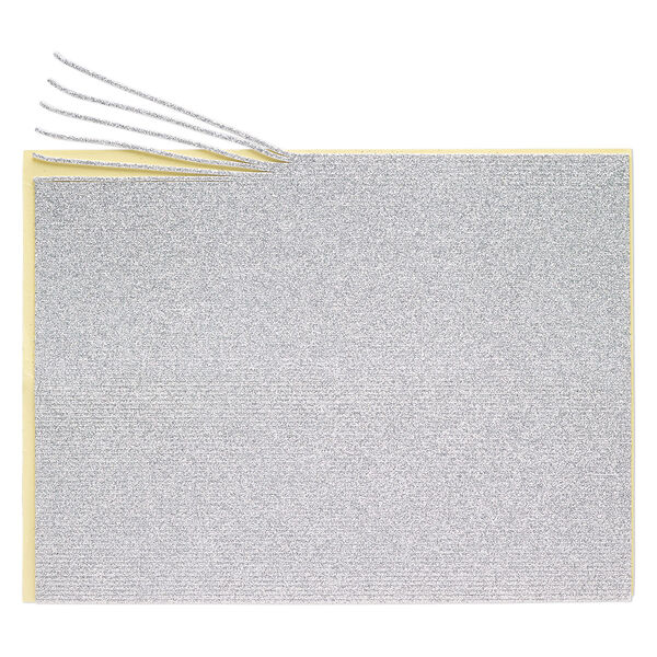 Adhesive strip, Art Edge™, EVA foam, silver glitter, 2mm. Sold per 10-inch sheet. image number 0