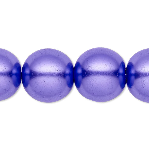Bead, crystal pearl, violet, 16mm round. Sold per 15-1/2" to 16" strand, approximately 25 beads. image number 0