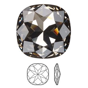 Fancy stone 1pk black diamond foil back, Crystal Passions® 27mm cushion 4487