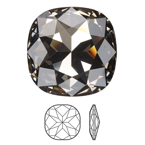 Fancy stone 1pk black diamond foil back, Crystal Passions® 27mm cushion 4487 image number 0