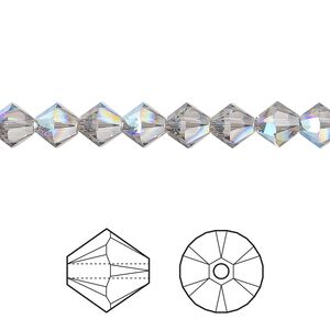 Bead 144pk black diamond shimmer, Crystal Passions® 6mm bicone 5328