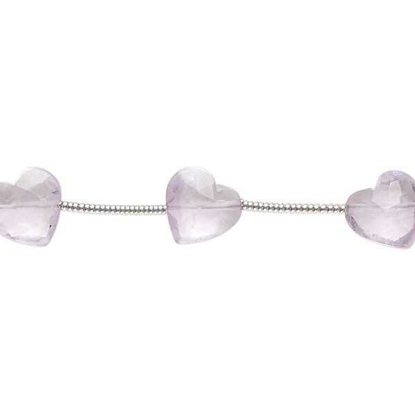 Amethyst 1pkg10, hand-cut diagonally drilled faceted puffed heart bead natural B grade, 8x8mm image number 0