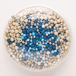 Bead mix, wood (natural) / acrylic / glass, pkg/1 pound, mixed colors, 4x5mm-18x13mm mixed shapes.