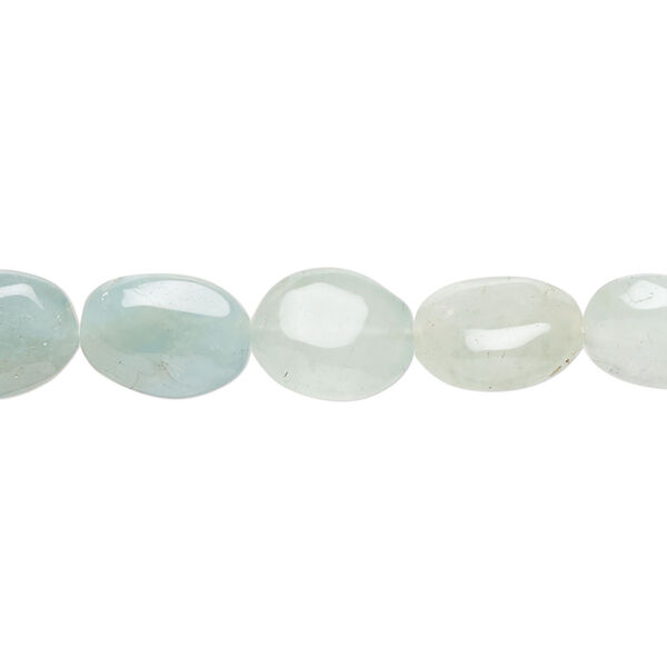 Bead, multi-beryl (natural/heated), 10x7mm-12x9mm hand-cut puffed oval, C- grade, Mohs hardness 7-1/2 to 8. Sold per 14-inch strand, approximately 30 beads. image number 0