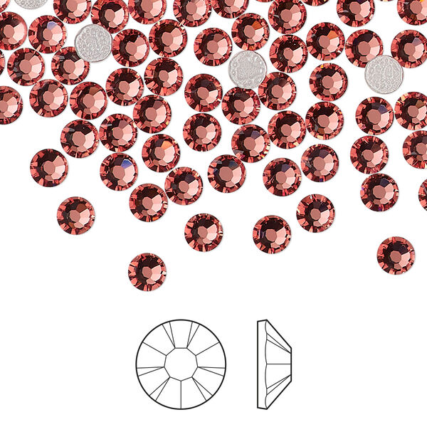 Flat back 1440pk rose peach foil back, Preciosa MAXIMA Czech crystal hotfix rhinestone 3.8-4mm chaton rose round SS16 image number 0