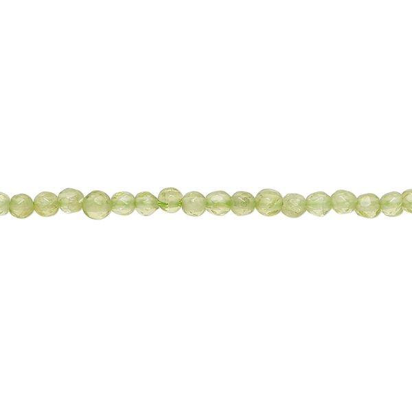 Bead, peridot (natural), 3mm faceted round, B grade, Mohs hardness 6-1/2 to 7. Sold per 15" to 16" strand. image number 0