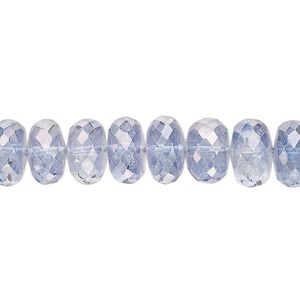 Quartz crystal 1pkg1, hand-cut faceted rondelle bead 8 inch 9x4mm-10x7mm