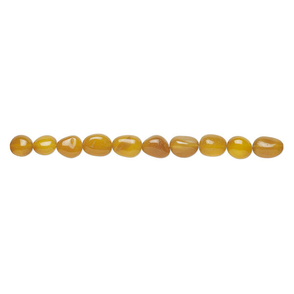 Bead, golden agate (dyed), light to medium, small to medium tumbled nugget, Mohs hardness 6-1/2 to 7. Sold per 15-1/2" to 16" strand. image number 2