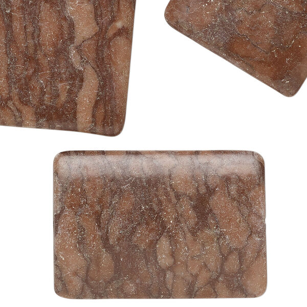 Brown zebra stone 1pkg6, puffed rectangle bead natural, 40x28mm-41x31mm image number 0