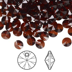 Drop 12pk smoked amber, Crystal Passions® 6mm pendant mini disk 6428