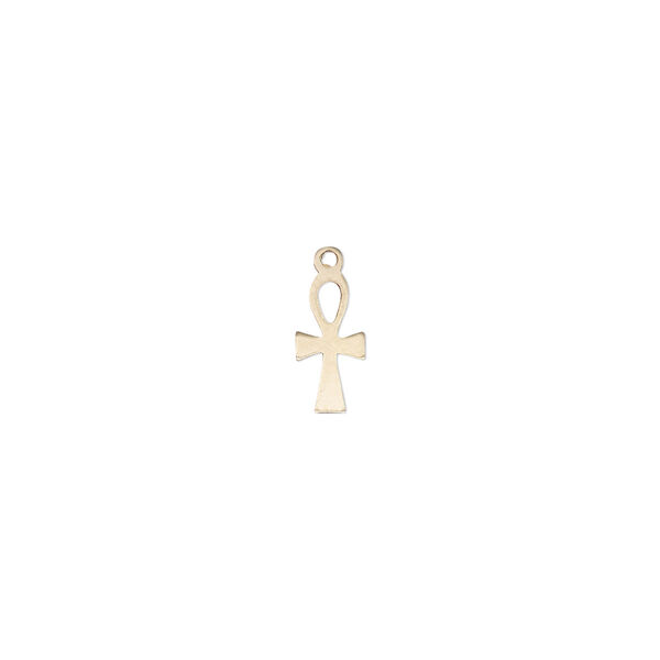 Charm, 14Kt gold-filled, 10x4.5mm double-sided ankh. Sold individually. image number 0