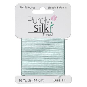 Thread, Purely Silk™, pale green, size FF. Sold per 16-yard card.