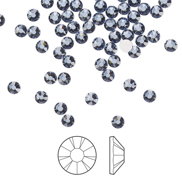 Flat back 144pk denim blue foil back, Preciosa MAXIMA Czech crystal rhinestone 3-3.2mm chaton rose round SS12 image number 0