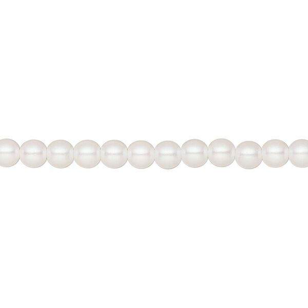 Pearl 50pk pearlescent white, Preciosa Czech crystal 4mm round image number 0