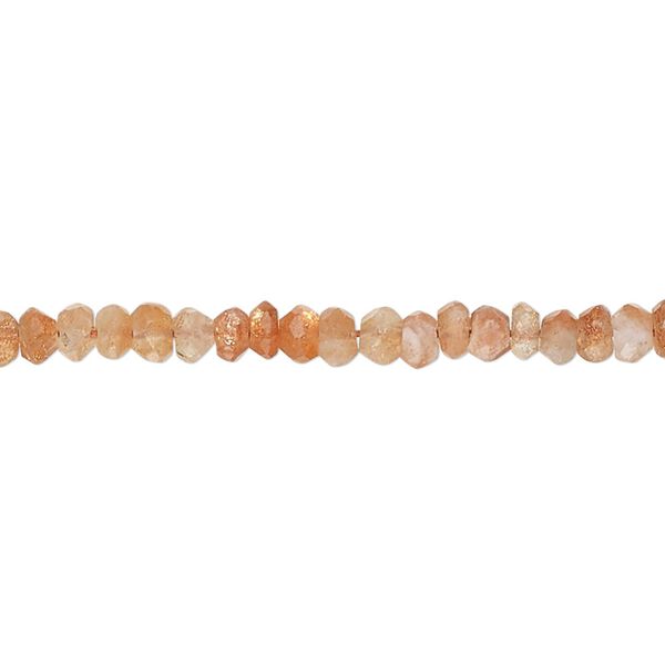 Sunstone 1pkg1, hand-cut faceted rondelle bead natural 13 inch 3x2mm-4x3mm image number 0