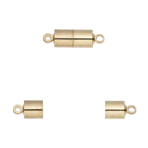 Clasp, magnetic, gold-finished brass, 11.5x5.5mm barrel. Sold individually. image number 0