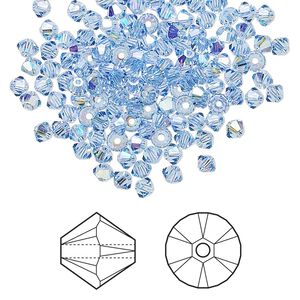 Bead 144pk light sapphire AB, Crystal Passions® 3mm bicone 5328