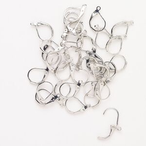 Ear wire leverback 1pkg34, 13mm / open loop, antiqued silver-finished steel 17 pair