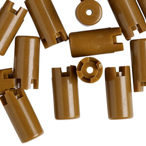 Bead, acrylic, opaque brown, 16x8mm interlocking round tube. Sold per pkg of 24.