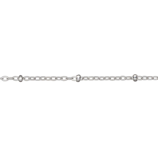 Chain 1pkg1 cable, 1.4mm / 2.2x1mm rondelle, stainless steel 50 foot unfinished image number 0