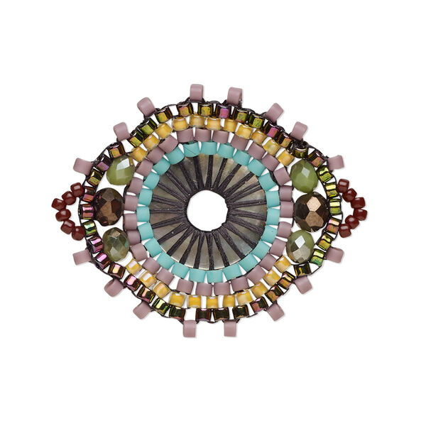 Link, Creative Touch, glass, violet / aqua / topaz, 28x26mm double-sided marquise. Sold individually. image number 0