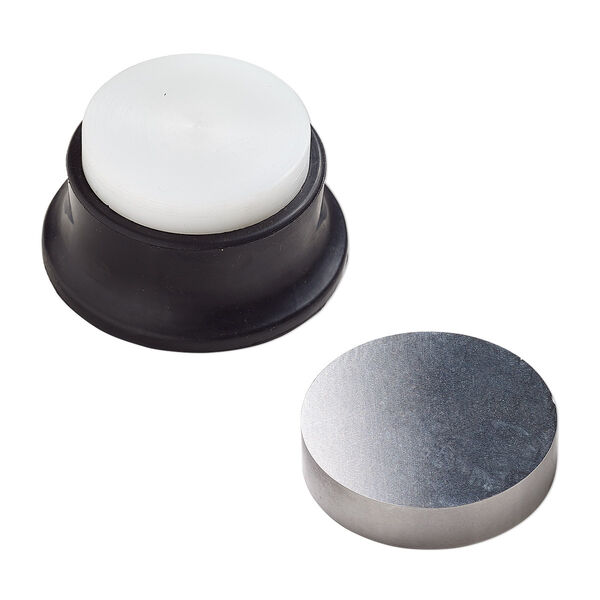 Bench block, rubber / nylon / steel, black and white, 4x2 inches with 4x1-1/2 inch base and 2-3/4 x 3/4 inch round. Sold per 3-piece set. image number 0