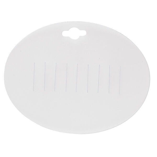 Barrette / brooch card, plastic, frosted clear, 3-1/2 x 2-5/8 inch oval. Sold per pkg of 100. image number 0