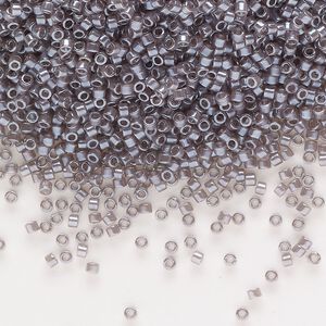 Seed bead, Delica®, glass, pkg/7.5g, #11 round, translucent glazed luster dark grey (DB-1486-1).